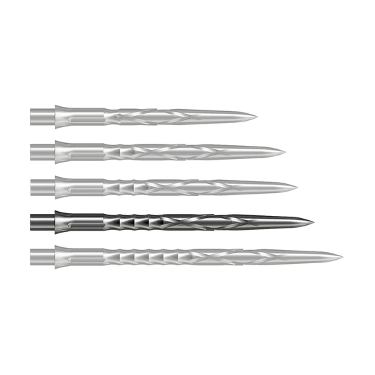 Auf dem Bild ist eine Caliburn Evo System Steeldartspitze HAN G2 in Silber und 36 mm Länge zu sehen. Sie ist speziell für Steeldarts geeignet.