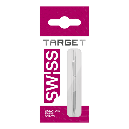Špičky na šipky Target Elysian Archetype 43 Swiss Point ocelové - stříbrné Abgebildet sind SwissPoint Dartspitzen in silberner Farbe mit einer Länge von 42 mm. Diese Dartspitzen sind robust und für den Turniereinsatz gefertigt.