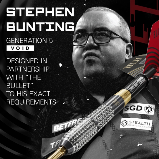 Šipky Target Stephen Bunting GEN5 Void Swiss Point Steel Abgebildet sind die Target Stephen Bunting GEN5 Void Swiss Point Steeldarts. Diese Steeldarts zeichnen sich durch ihr modernes Design und ihre hochwertige Verarbeitung aus.