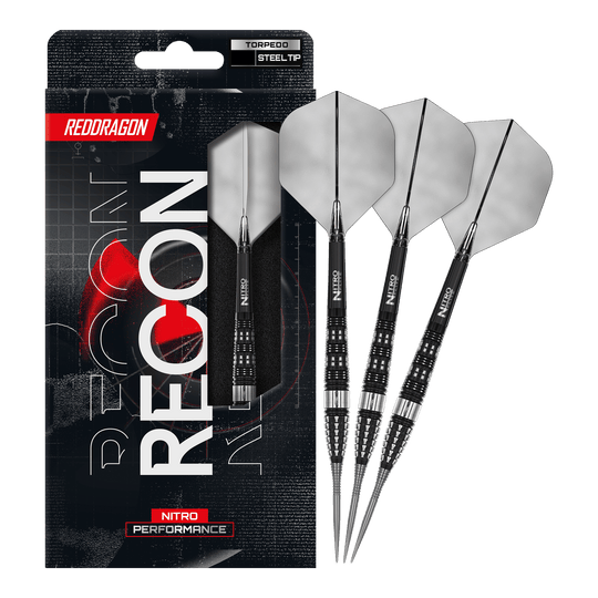 Šipky Red Dragon Recon Torpedo Steel Auf dem Bild ist ein vollständiger Satz Red Dragon Recon Torpedo Steeldarts dargestellt. Diese Steeldarts sind speziell für präzises Spielen entwickelt.