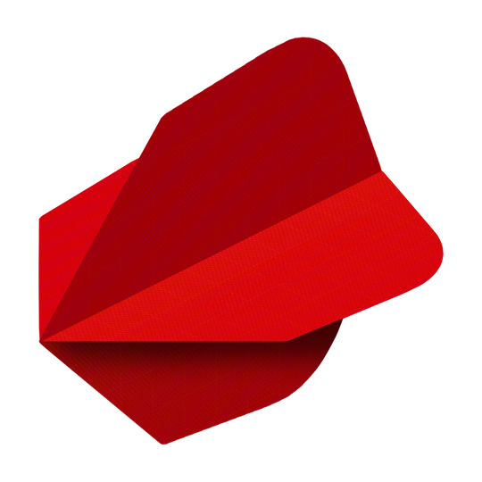Hier sind Nylon-Stoff No6 Flights in der Farbe Rot zu sehen. Diese Flights sind Zubehör für Darts.
