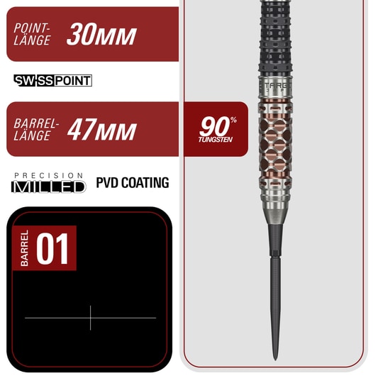 Ocelové šipky Target Japan Charis GEN6 Swiss Point - 23g Hier sieht man die Target Japan Charis GEN6 Swiss Point Steeldarts mit 23g Gewicht. Das Produkt besticht durch sein modernes und funktionales Design.