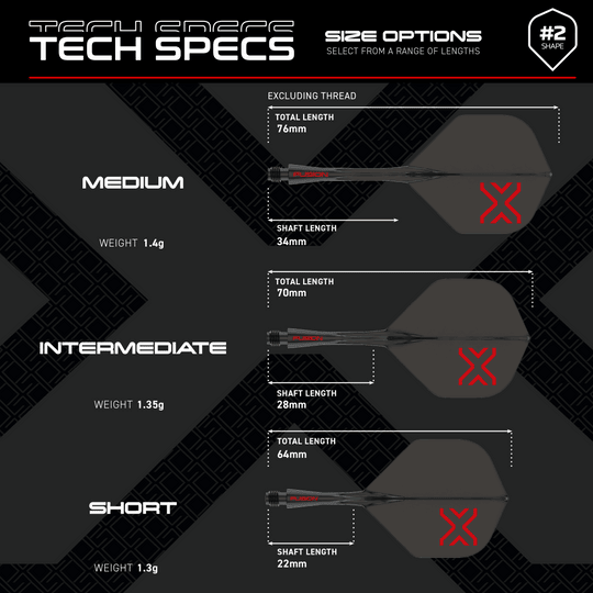 Auf dem Bild ist das Winmau Fusion Blade X No2 Standard Flight-Shaft-System in Schwarz zu sehen. Dieses Produkt wird bei Dartspielen verwendet.