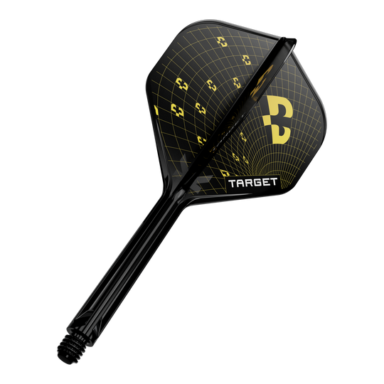 Abgebildet ist ein einzelnes Target K-Flex Bolide No2 Standard Flight mit 33mm Länge. Das Dart Flight ist deutlich erkennbar.