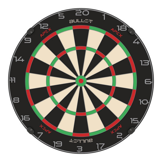 Ocelový terč Bullet Apex Abgebildet ist das Bullet Apex Steeldartboard. Das Produkt wird deutlich dargestellt.