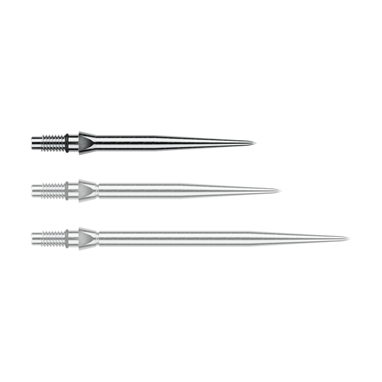 Špičky šipek Winmau Switch Point Smooth z oceli - stříbrný efekt Das Bild zeigt eine silberne Steeldartspitze mit glattem Design. Die Länge beträgt vermutlich 26 mm.
