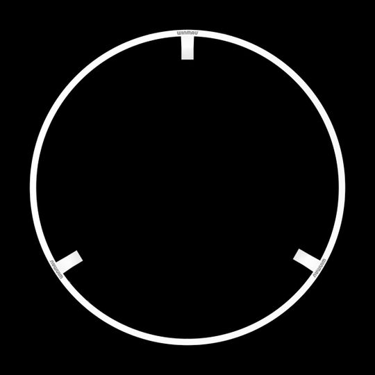 LED světlo na terč Winmau Plasma Ice Das Bild zeigt das Produkt "Winmau Plasma Ice LED Dartboard Light". Es ist ein runder LED-Lichtring mit drei Halterungen.