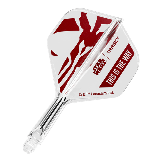 Target Star Wars K-Flex Set Mandalorian No2 Standard Flights Abgebildet ist ein Flight für Darts, inspiriert von Star Wars. Es handelt sich um das Modell 'K-Flex This Is The Way No2 Standard Flights' mit 19mm Größe.