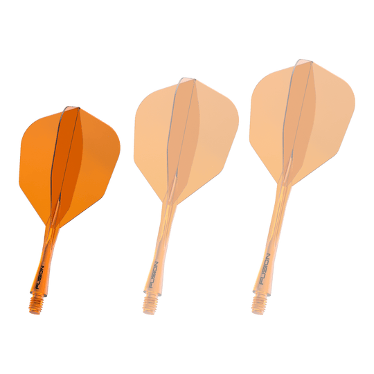Letka Winmau Fusion System č. 6 neonově oranžová Das Bild zeigt das Winmau Fusion Flight Shaft System No6 in der Farbe Neon Orange mit einer Länge von 22 mm. Es handelt sich um eine weitere Ansicht des Produkts.