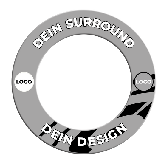 Obložení terče s vaším designem Ein Bild mit dem Dateinamen MSF-Grau_Dartboard_Surround_Wunschdruck_Grau_2. Vermutlich ist ein graues Dartboard-Surround abgebildet.