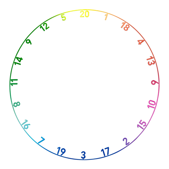 Přesná ocelová terčová target ... Auf dem Bild sieht man das Precise 180 Endorphine Steeldartboard mit Nummernring in der Ausführung Spectrum. Das Dartboard ist deutlich und detailreich zu sehen.
