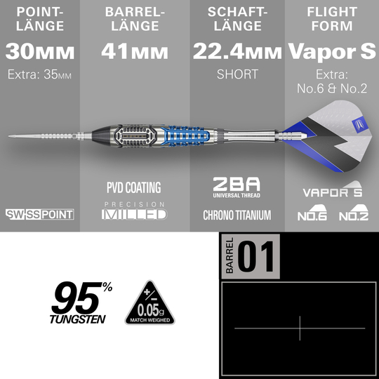 Ocelové šipky Target Phil Taylor Power X Chrono Swiss Points