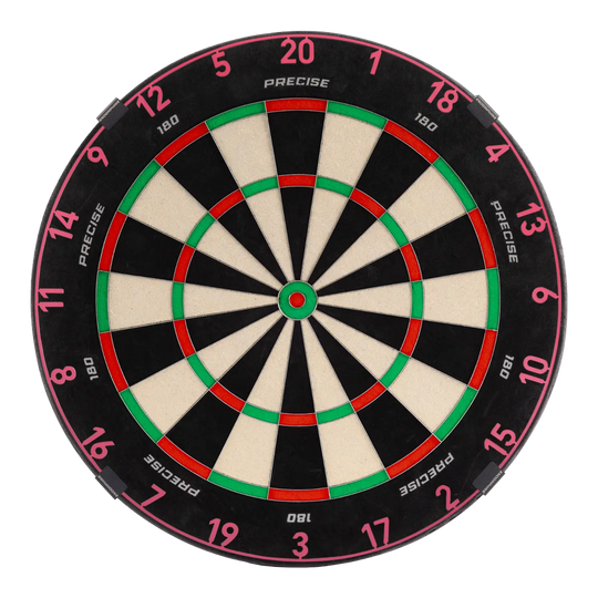 Precise 180 Endorphine Steel Dartboard s číslovaným kroužkem - Cyber Pink Das Precise 180 Endorphine Steeldartboard mit Nummernring in Cyber Pink ist auf dem Bild dargestellt. Es eignet sich perfekt für anspruchsvolle Dartspieler.