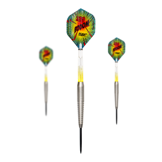 Ocelové šipky Karella Comic Line CL-5 - 21g Abgebildet wird das Set Karella Comic Line CL-5 Steeldarts - 21g. Das Set beinhaltet mehrere Steeldarts mit Comic-Motiv.