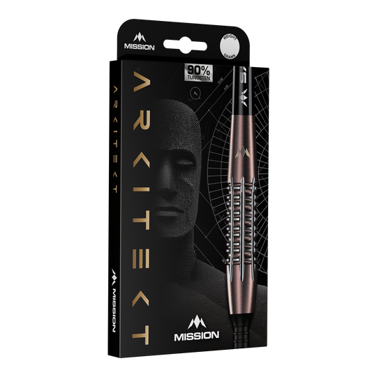 Mission Arkitekt Bronze Silica PVD Steeldarts - 23,5g Abgebildet ist Mission Arkitekt Bronze Silika PVD Steeldarts - 23,5g. Die Darts besitzen ein glänzendes bronzenes Finish.