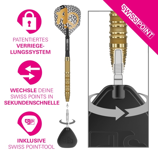 Ocelové šipky Target Bolide Envy 01 Swiss Point Auf dem Bild erkennt man die Target Bolide Envy 01 Swiss Point Steeldarts. Die Steeldarts bieten eine ausgezeichnete Balance für präzises Spielen.