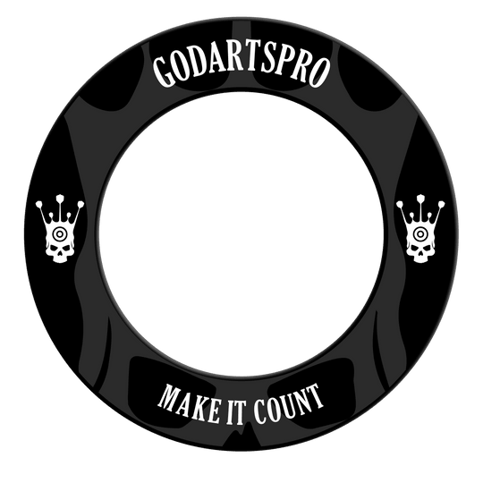 Obložení terče Go Darts Pro Gezeigt wird das GoDartsPro Dartboard Surround in der Farbe Schwarz. Es handelt sich um einen Schutzring für Dartscheiben.