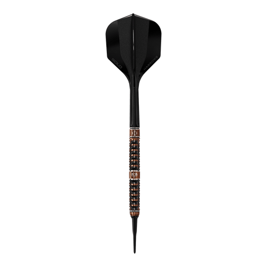 Měkké šipky Harrows Tungsten Trinity Die Abbildung zeigt Harrows Wolfram Trinity Softdarts. Die Softdarts werden aus der Nähe präsentiert.