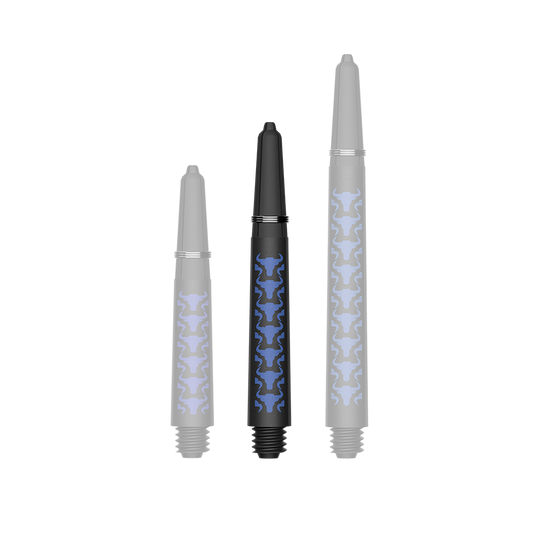 Karbonové šachty Bulls NL Capo - modré Das Foto zeigt BullsNL Capo Carbon Shafts Blau Short 34mm. Es handelt sich um einen einzelnen Dart-Schaft aus Carbon.