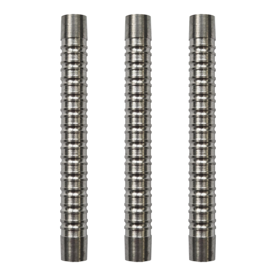 McDart Double Ring Softdart hlavně - 18g Das Bild stellt ein Set von McDart Double Ring Softdart Barrels - 18g dar. Die Dart-Barrels sind zusammen in einer Reihe dargestellt.