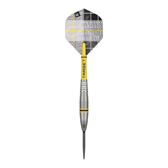 Ocelové šipky Target Scott Williams GEN2 Swiss Point Dieses Bild zeigt einen Target Scott Williams GEN2 Swiss Point Steeldart. Der Dartpfeil hat ein silbernes Griffstück mit gelben Akzenten und ein individuell gestaltetes Flight-Design.