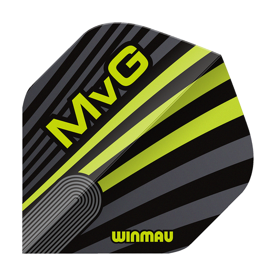 Das Bild zeigt Winmau Prism Delta MvG Grey Green No2 Standard Flights. Dart-Flights in grauer und grüner Farbe sind abgebildet.