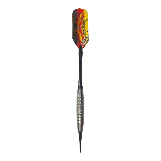 Měkké šipky McDart 85 Tungsten V6 - 16g Dies ist ein Softdart des Modells "McDart 85er Tungsten V6" mit einem Gewicht von 16g. Der Dartpfeil hat eine rot-gelbe Flight mit der Aufschrift "DEUTSCHLAND".