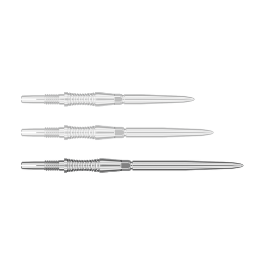 Špičky na šipky Target Swiss Point Signature RST - stříbrné Dargestellt ist eine Dartspitze mit dem Dateinamen '340302_Target_Swiss_Point_Dartspitzen_Signature_RST_Silber_42mm_1'. Zu sehen ist eine silberne Dartspitze mit 42mm Länge.