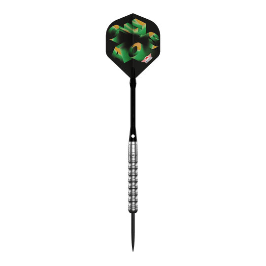 Šipky Bulls NL Chaos Green Steel Darts - 24g Das Bild zeigt die Bulls NL Chaos Green Steeldarts - 24g. Es handelt sich um ein Set grüner Steeldarts für Dartspieler.