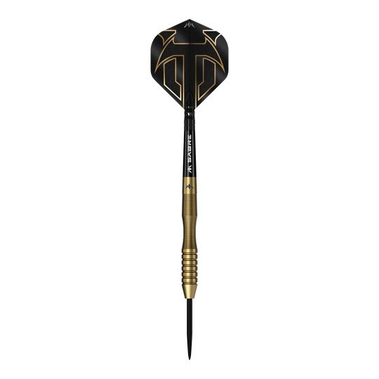 Šipky Mission Viktor Tingstrom Gold Steel - 22g Mission Viktor Tingstrom Gold Steeldarts - 22g Darts abgebildet. Das Bild zeigt das Design und die Farbe der Steeldarts.