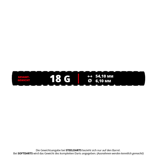Abgebildet sind die McDart Black Ring Knurled Softdart Barrels - 18g. Diese Dart-Barrels haben eine schwarze Farbe und eine gerändelte Struktur.