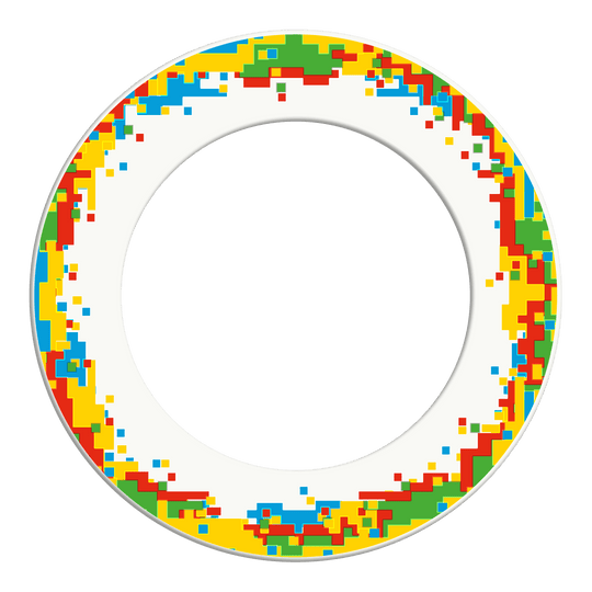 Obložení terče McDart Pixel Abgebildet ist ein weißer Dartboard-Surround. Das Produkt bietet Schutz für die Wand hinter der Dartscheibe.