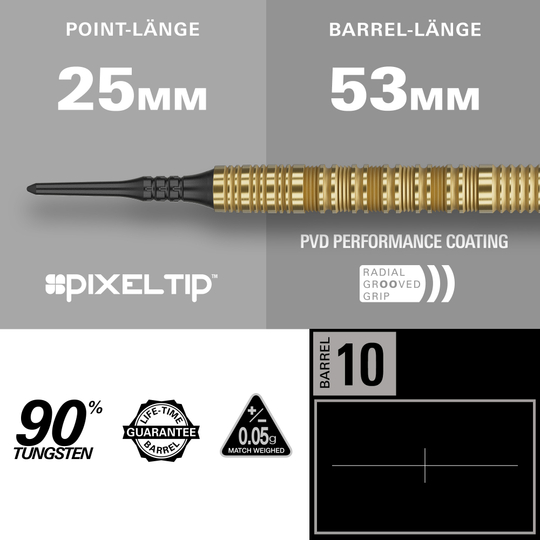 Target Bolide Envy 10 měkkých šipek Zu erkennen sind die Target Bolide Envy 10 Softdarts. Das Produkt eignet sich für Softdart-Spiele.