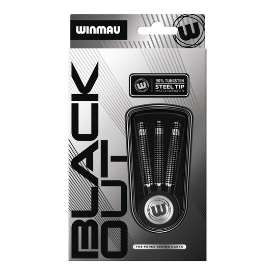 Ocelové šipky Winmau Blackout Variant 1 Das Bild zeigt die Winmau Blackout Variante 1 Steeldarts. Diese Steeldarts sind aus Tungsten gefertigt und für Präzision entwickelt.