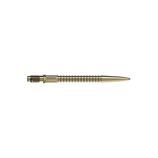 Špičky na šipky Mission R2.5 Rapid Point GV1 - zlaté Dartspitzen in goldener Farbe sind auf weißem Hintergrund abgebildet. Geeignet als Ersatzteile für Darts.