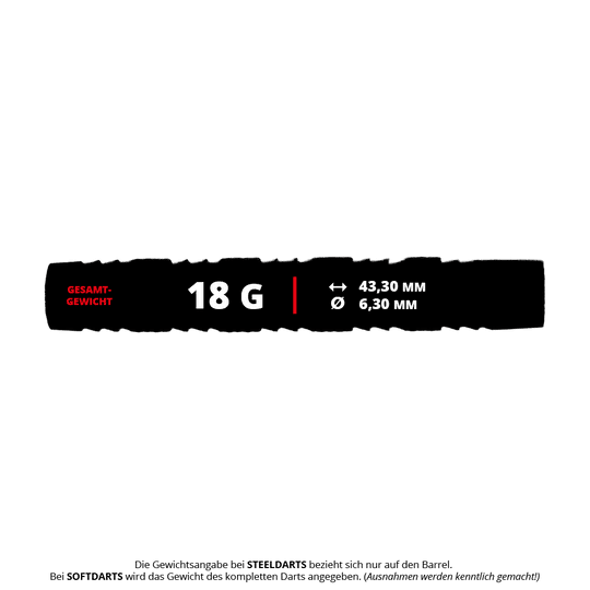 Dies ist ein Bild von McDart Knurled Shark Softdart Barrels - 18g. Die Abbildung zeigt ein Dart-Barrel mit einem gerändelten Design.