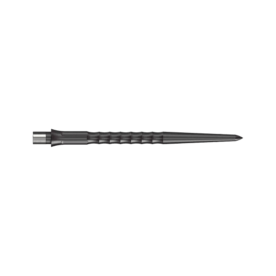 Caliburn System Steel Dart Tips - Ripple - NoLip - Black Das Bild zeigt eine schwarze Steeldartspitze mit Ripple NoLip Design, 36 mm lang. Die Spitze gehört zum Caliburn Evo System.