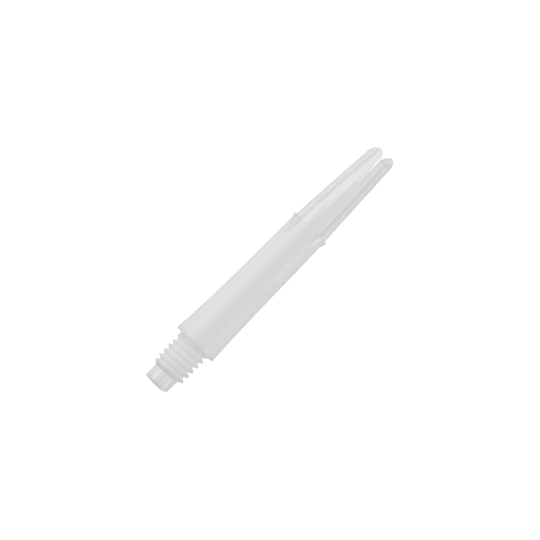 L-L-Style-Shafts Uzamčené rovné - Bílé Dieses Bild zeigt einen weißen, geraden Dartshaft ohne Kappen. Er hat am unteren Ende ein Gewinde zum Befestigen am Dartbarrel.