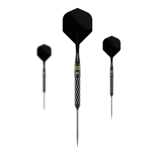 Winmau Gian Van Veen TS-PRO Switch Point Steeldarts Zu sehen ist ein Set Winmau Gian Van Veen TS-PRO Switch Point Steeldarts. Die Darts liegen als kompletter Satz nebeneinander.