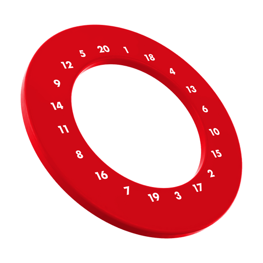 Obložení terče s HD čísly - vlastní barvy Das Bild präsentiert einen Dartboard Surround in Rot ohne Logo. Der Surround ist mit HD-Zahlen ausgestattet.