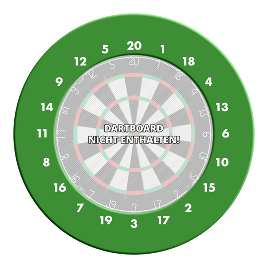 Obložení terče s HD čísly - vlastní barvy Abgebildet ist ein Dartboard Surround in Grün ohne Logo. Es handelt sich um eine schlichte Umrandung für eine Dartscheibe.