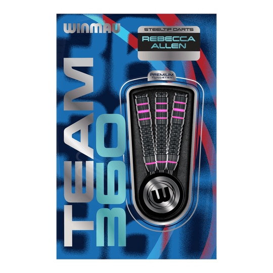 Šipky Winmau Team 360 Rebecca Allen ocelové - 24g Abgebildet sind die Winmau Team 360 Rebecca Allen Steeldarts mit 24g. Die Darts sind speziell für Präzision und professionelle Leistung entworfen.