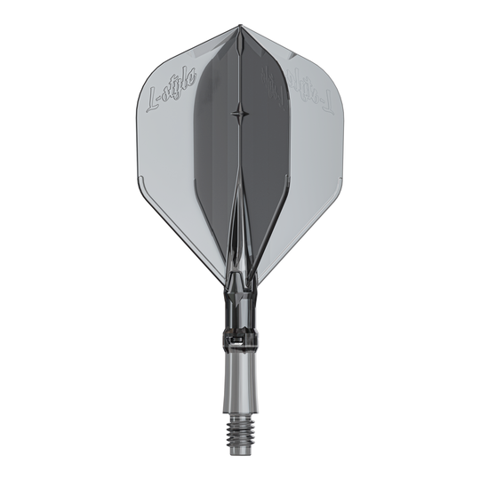 Letky L-Style L-System - čirá černá Ein Ersatz-Flights-Set für Dartpfeile ist abgebildet. Das Produkt heißt LS1062 LStyle L-System Flights ClearBlack Small.