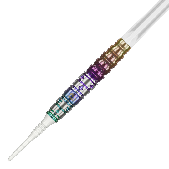 Auf dem Bild sind die Target Japan Prime Series Mayuko Morita Mayo GEN7 Softdarts mit 18g abgebildet. Sie zeichnen sich durch ihr besonderes Design für den Dartsport aus.