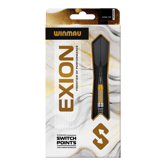 Winmau Exion Parallel Switch Point Steeldarts Das Bild zeigt die Winmau Exion Parallel Switch Point Steeldarts nochmals mit unterschiedlichen Details. Diese Darts überzeugen durch ihre hohe Qualität.
