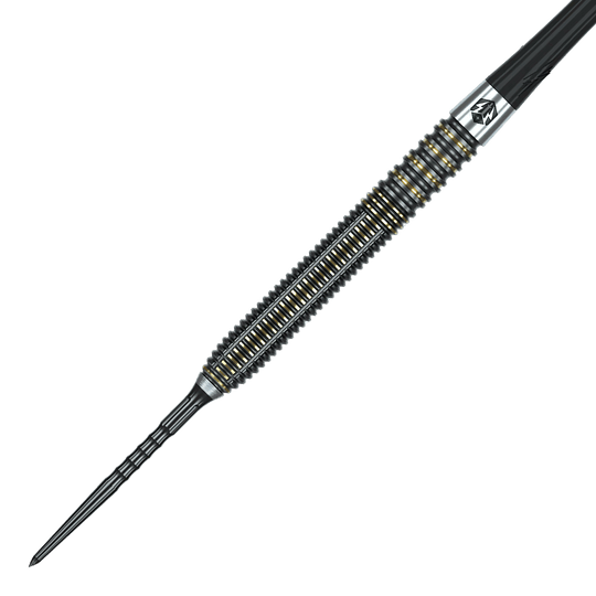 Gezeigt werden Caliburn V-Series V2 Steeldarts. Diese Darts sind für Präzision und gutes Handling bekannt.