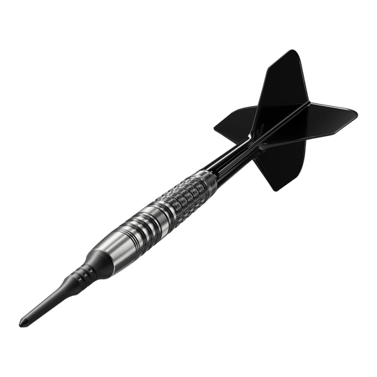 Měkké šipky Target Japan Black Marque Lumiere GEN3 - 18,5 g Das Bild zeigt einen Target Japan Black Marque Lumiere GEN3 Softdart mit einem Gewicht von 18,5g. Der Dartpfeil hat ein elegantes, schwarzes Design und eine strukturierte Griffzone.