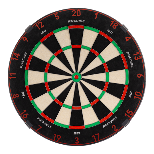 Ocelový terč Precise 180 Endorphine s číslovaným kroužkem - vybledlý červený Das Bild zeigt das Precise 180 Endorphine Steeldartboard mit Nummernring in Faded Red. Es handelt sich um eine hochwertige Dartscheibe mit rotem Farbverlauf.