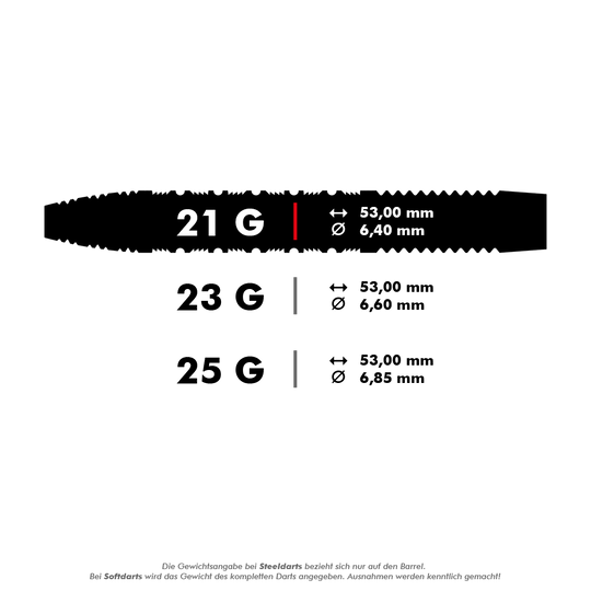 190051_Target_Bolide_01_Swiss_Point_Steeldarts_5_21g Das Bild zeigt die Produktinformationen für die "Target Bolide 01 Swiss Point Steeldarts". Die Darts wiegen 21 Gramm und haben eine Länge von 53,00 mm sowie einen Durchmesser von 6,40 mm.