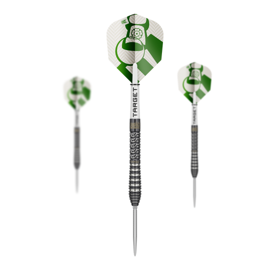 Ocelové šipky Target Charlie Manby Swiss Points Abgebildet ist das Produkt Target Charlie Manby Swiss Points Steeldarts. Das Bild zeigt ein Set Steeldarts mit spezieller Spitze.
